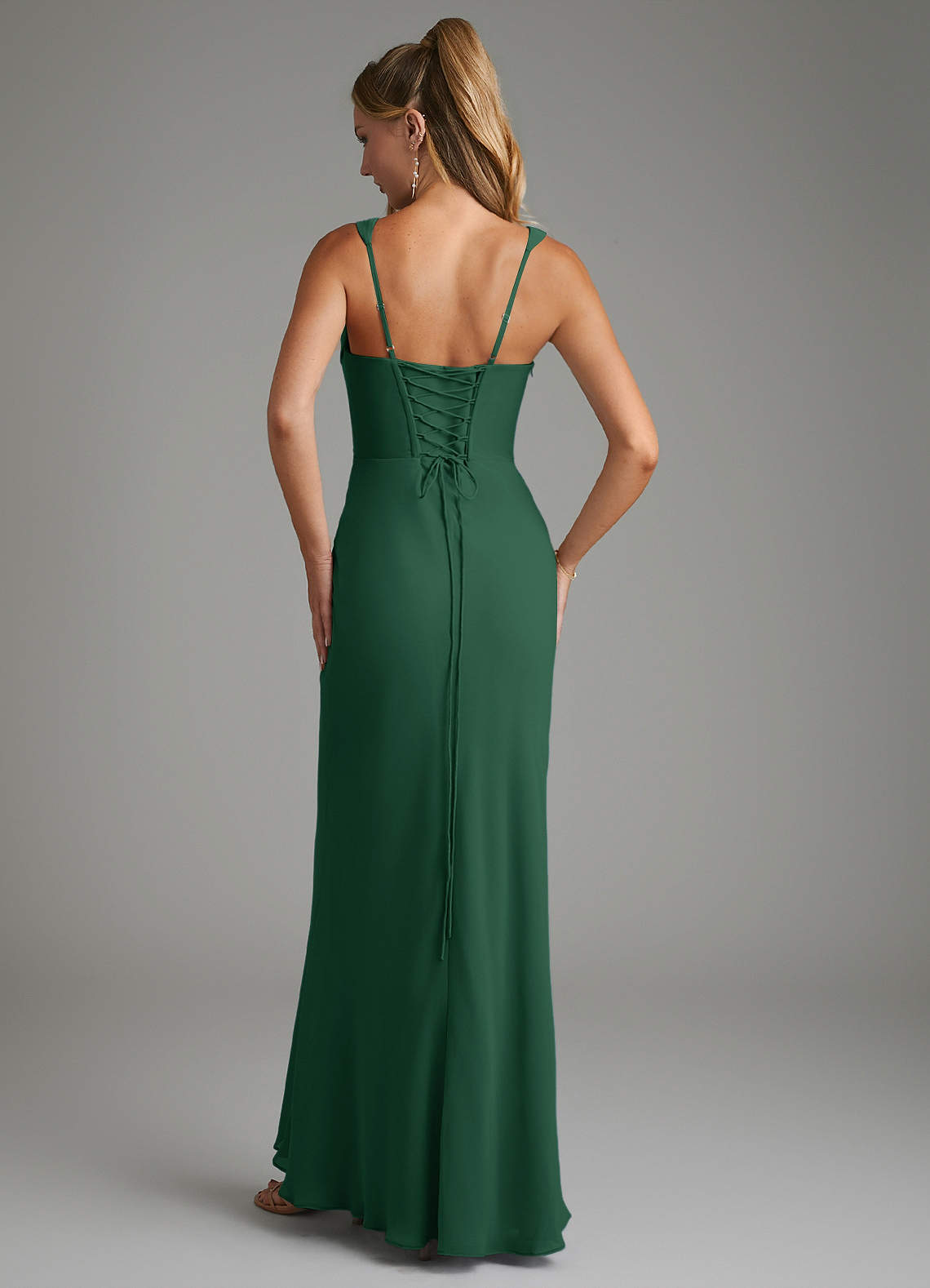 Asa Sheath Square-Neck Chiffon Bridesmaid Dress in Dark Green
