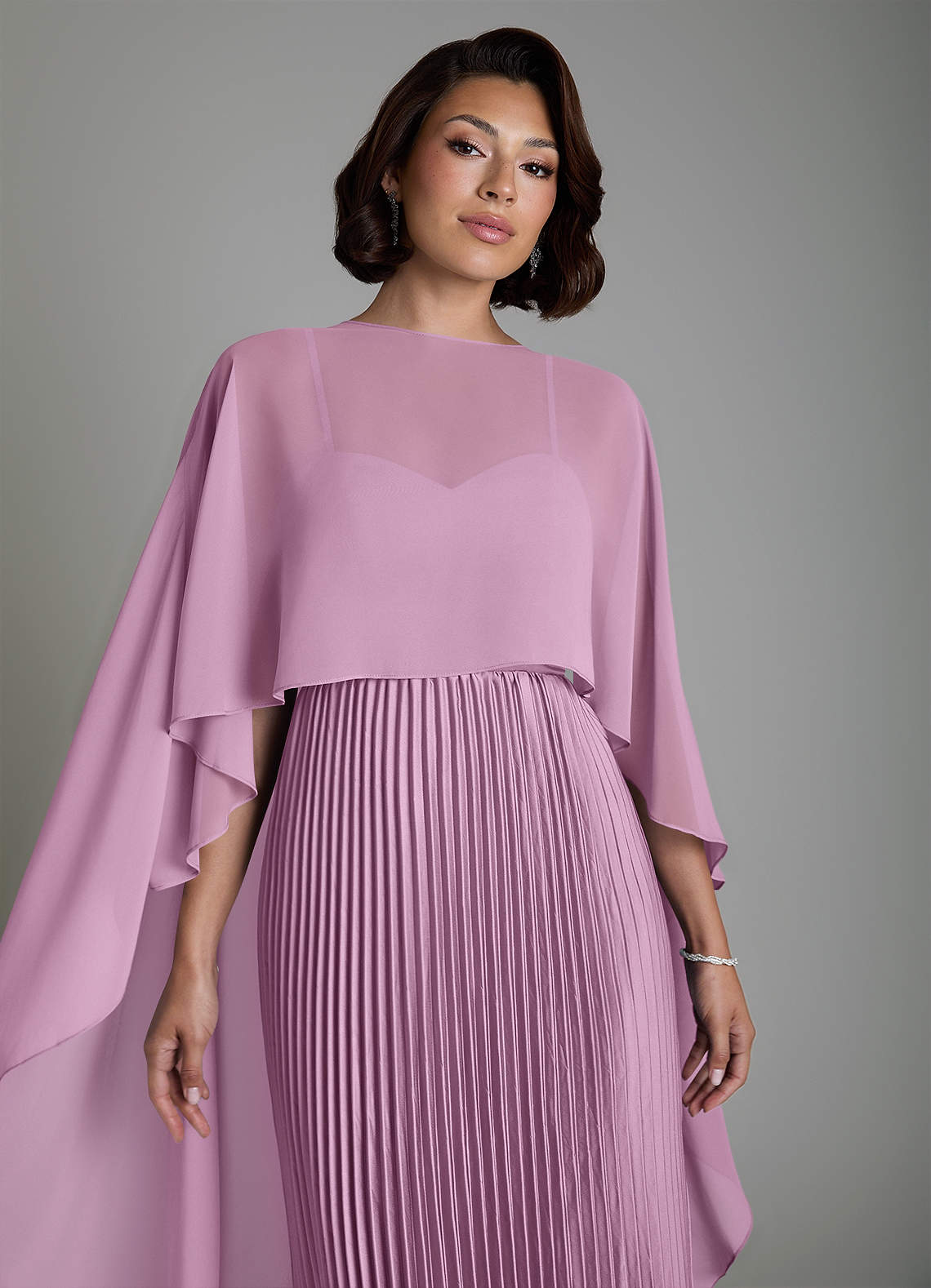 Micah A-Line Sweetheart Stretch Satin and Chiffon Bridesmaid Dress in Wisteria