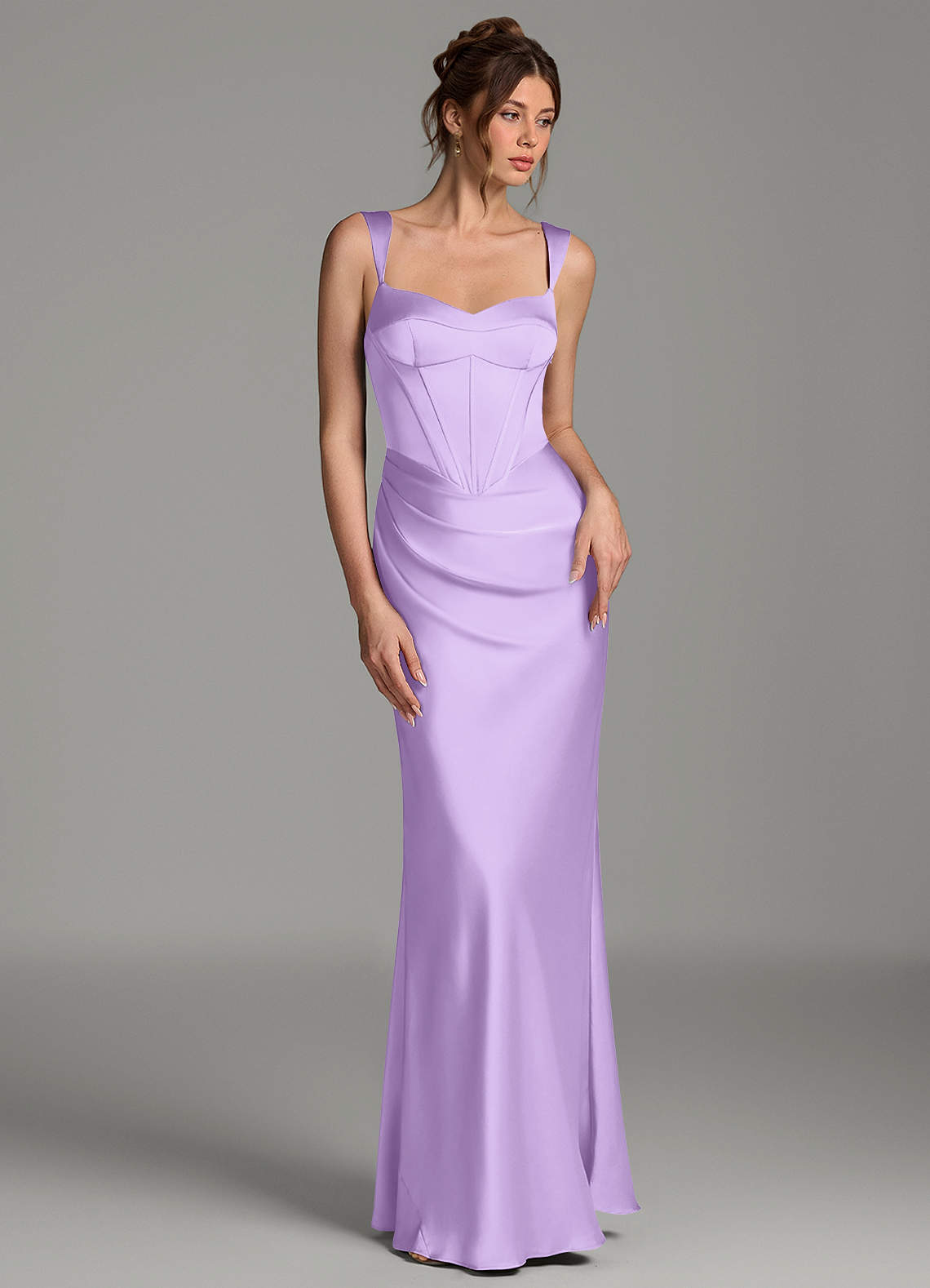 Mela Sheath Sweetheart Stretch Satin Bridesmaid Dress in Lilac