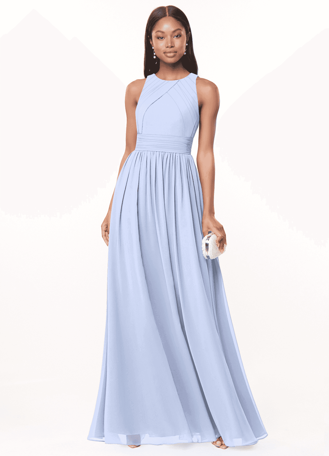 Harper A-Line Scoop-Neck Chiffon Bridesmaid Dress in Ice