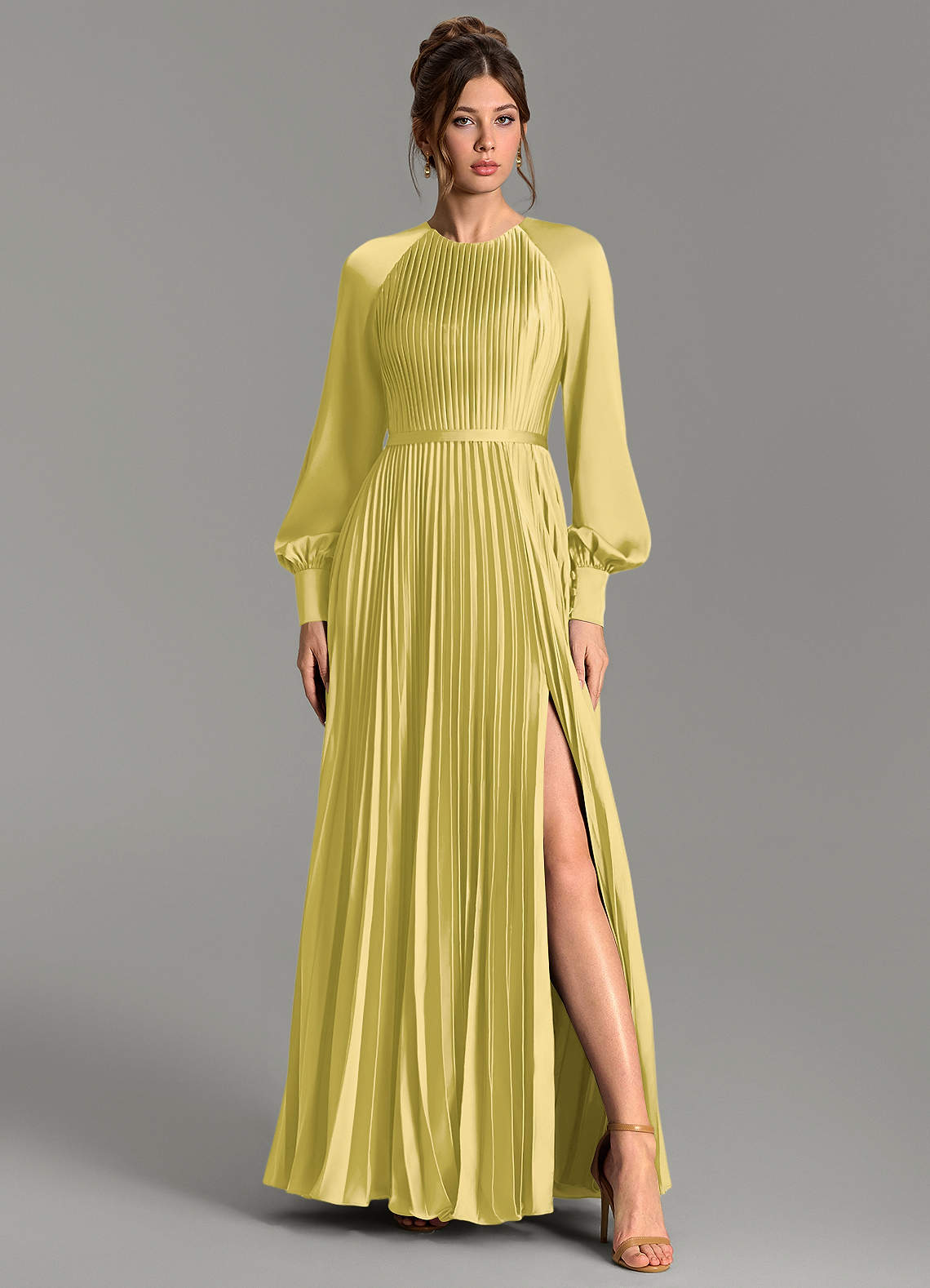 Grayson A-Line Scoop-Neck Stretch Satin Bridesmaid Dress in Canary