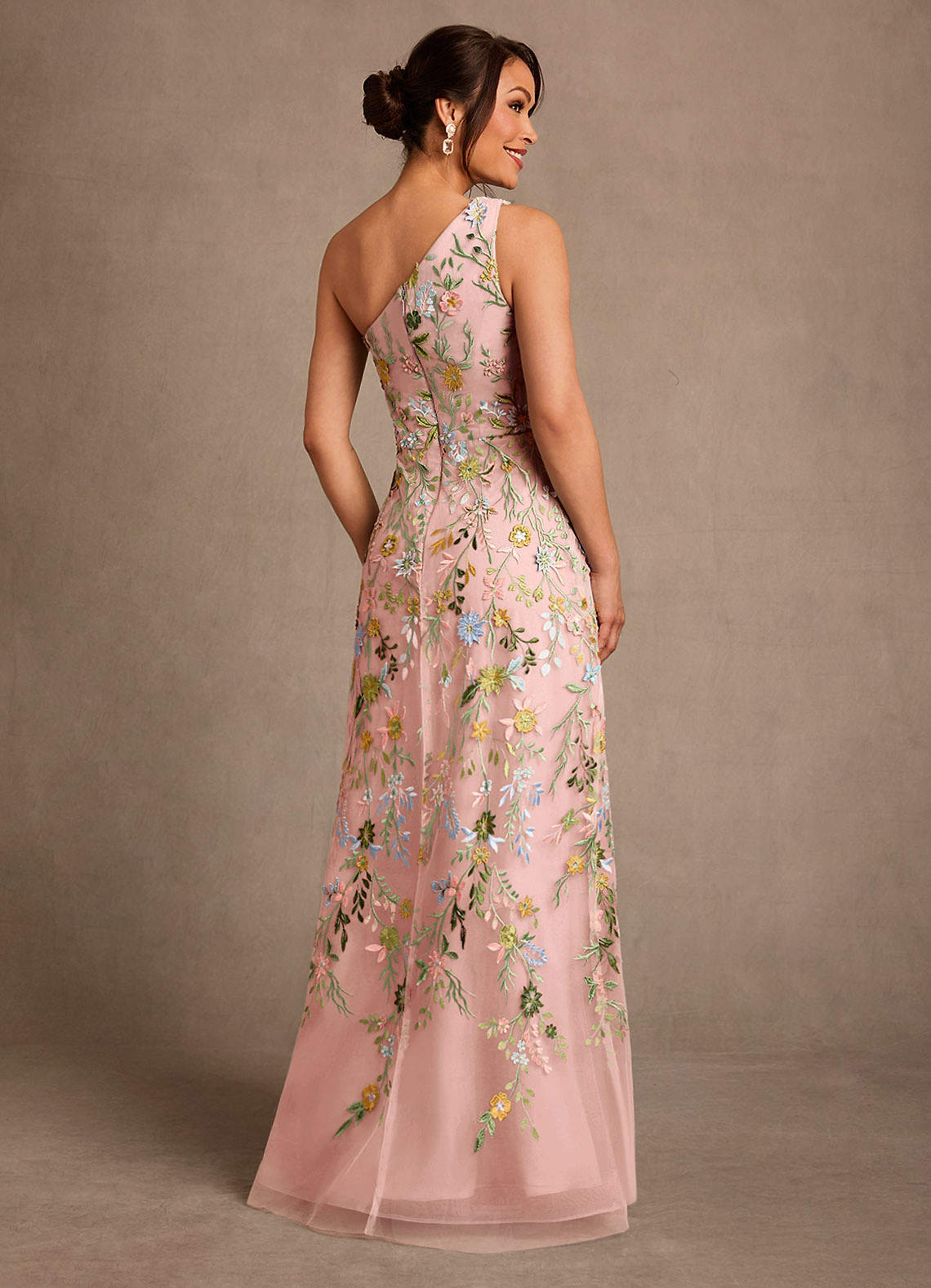 Bertie A-Line One-Shoulder Lace Mother of the Bride Dress in Rosette