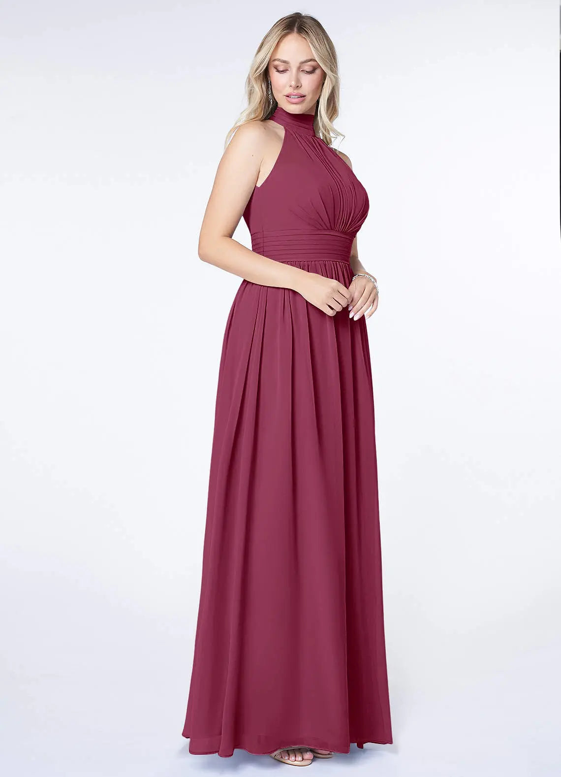 Iman A-Line Halter Chiffon Bridesmaid Dress in Mulberry