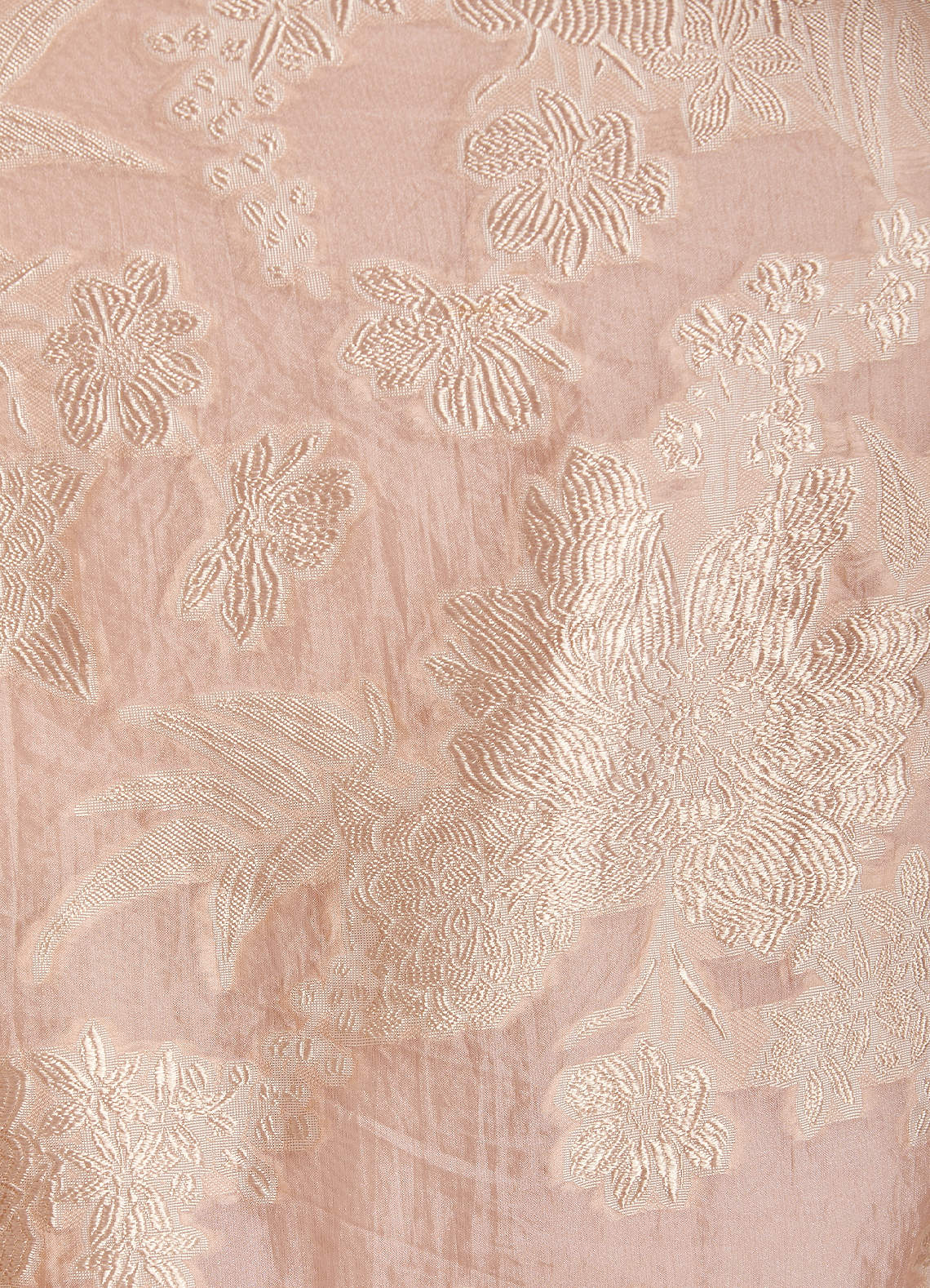 Clea Mermaid Cowl-Neck Floral Burnout Evening Dress in Apricot Blush