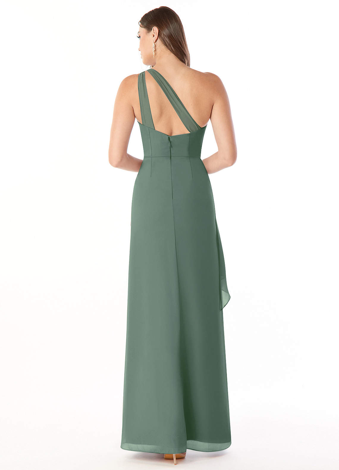 Maive Sheath One-Shoulder Chiffon Bridesmaid Dress in Eucalyptus
