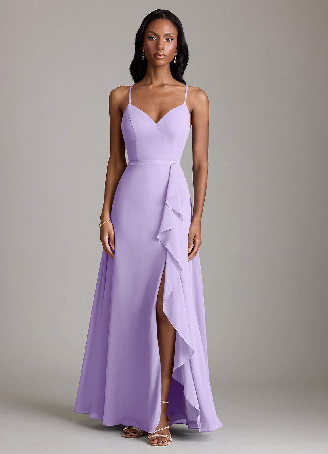 Naeem A-Line V-Neck Chiffon Bridesmaid Dress in Lilac