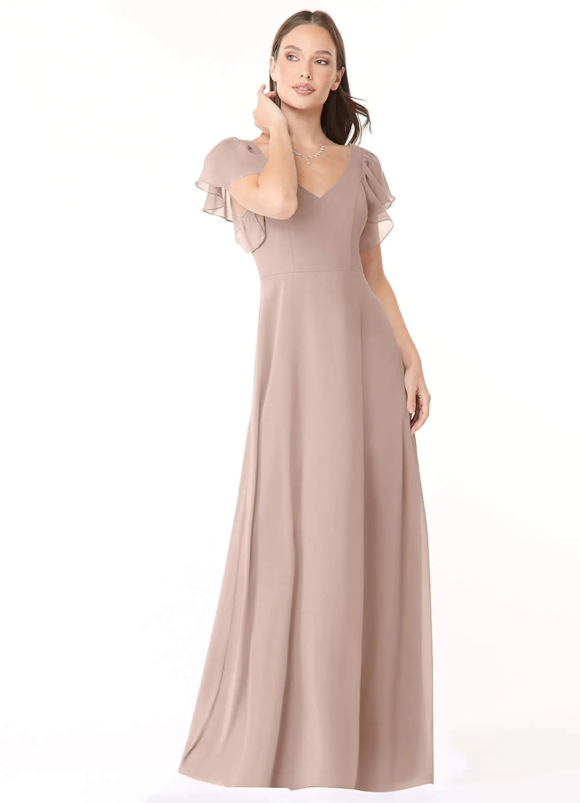 Syenna A-Line V-Neck Chiffon Bridesmaid Dress in English Rose