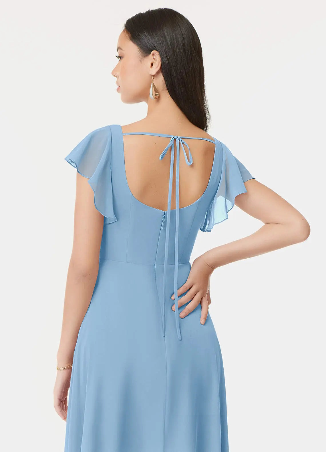 Bondi A-Line Square-Neck Chiffon Bridesmaid Dress in Powder Blue