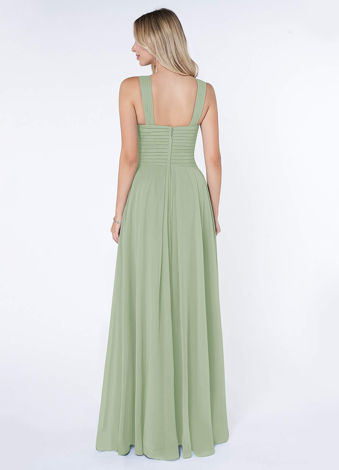 Kaleigh A-Line Halter Chiffon Bridesmaid Dress in Dusty Sage