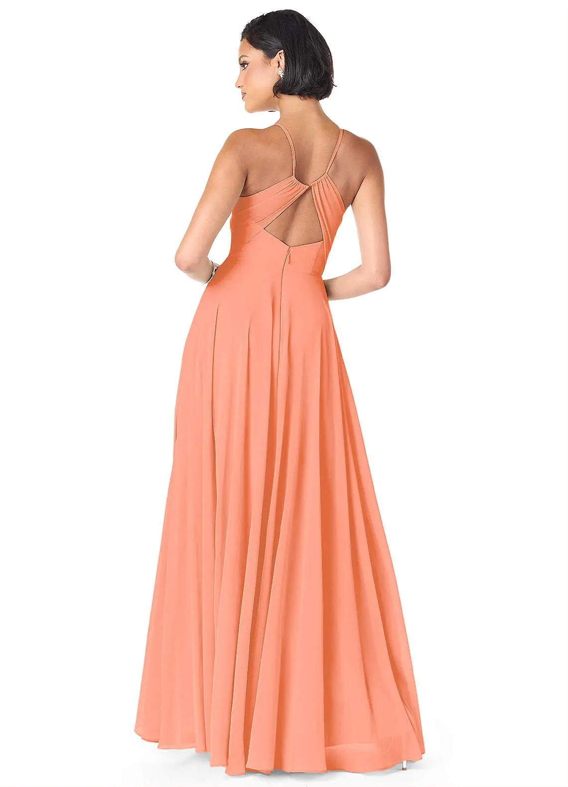 Avelina A-Line V-Neck Chiffon Bridesmaid Dress in Sunset