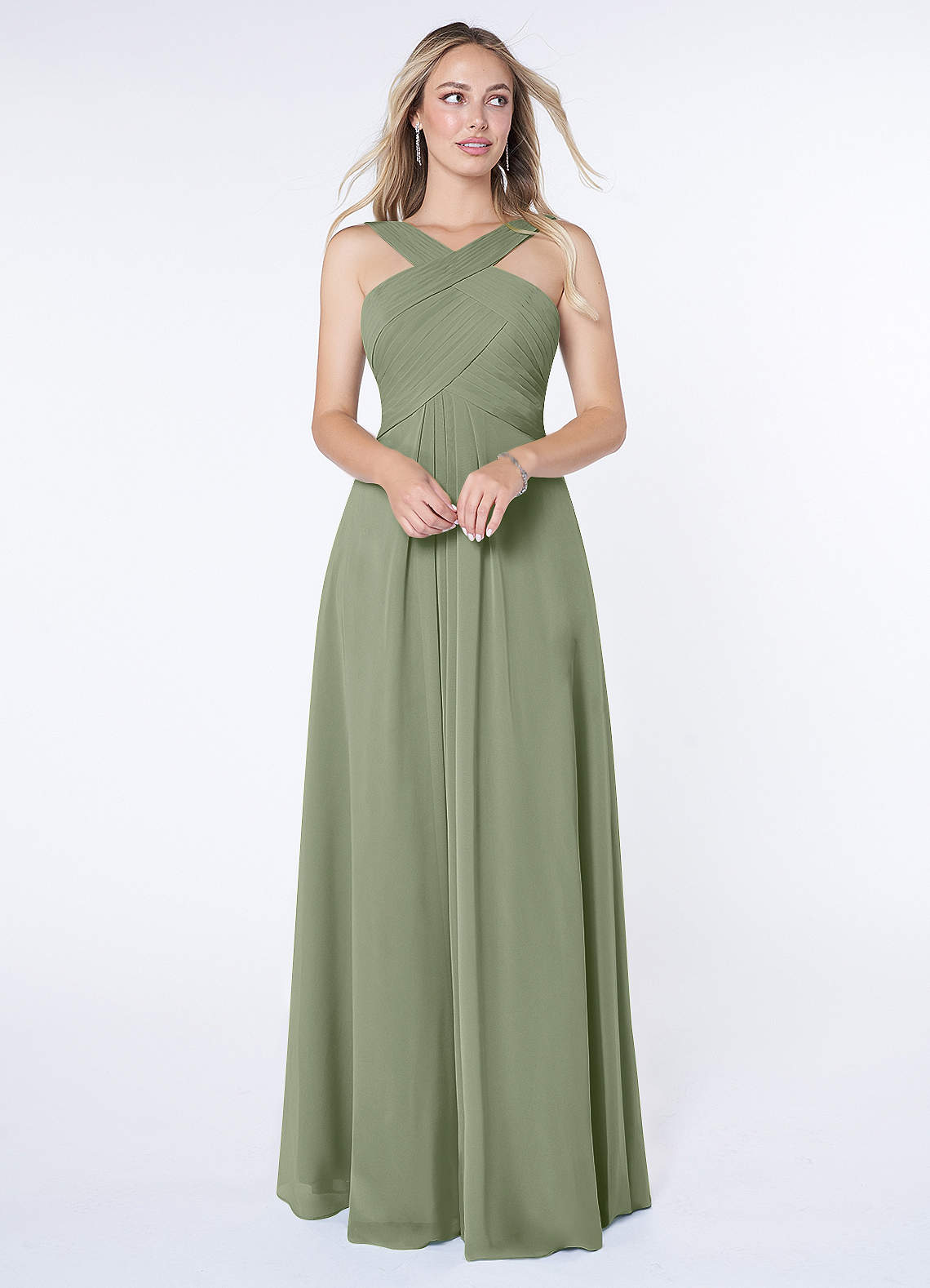 Kaleigh A-Line Halter Chiffon Bridesmaid Dress in Pistachio
