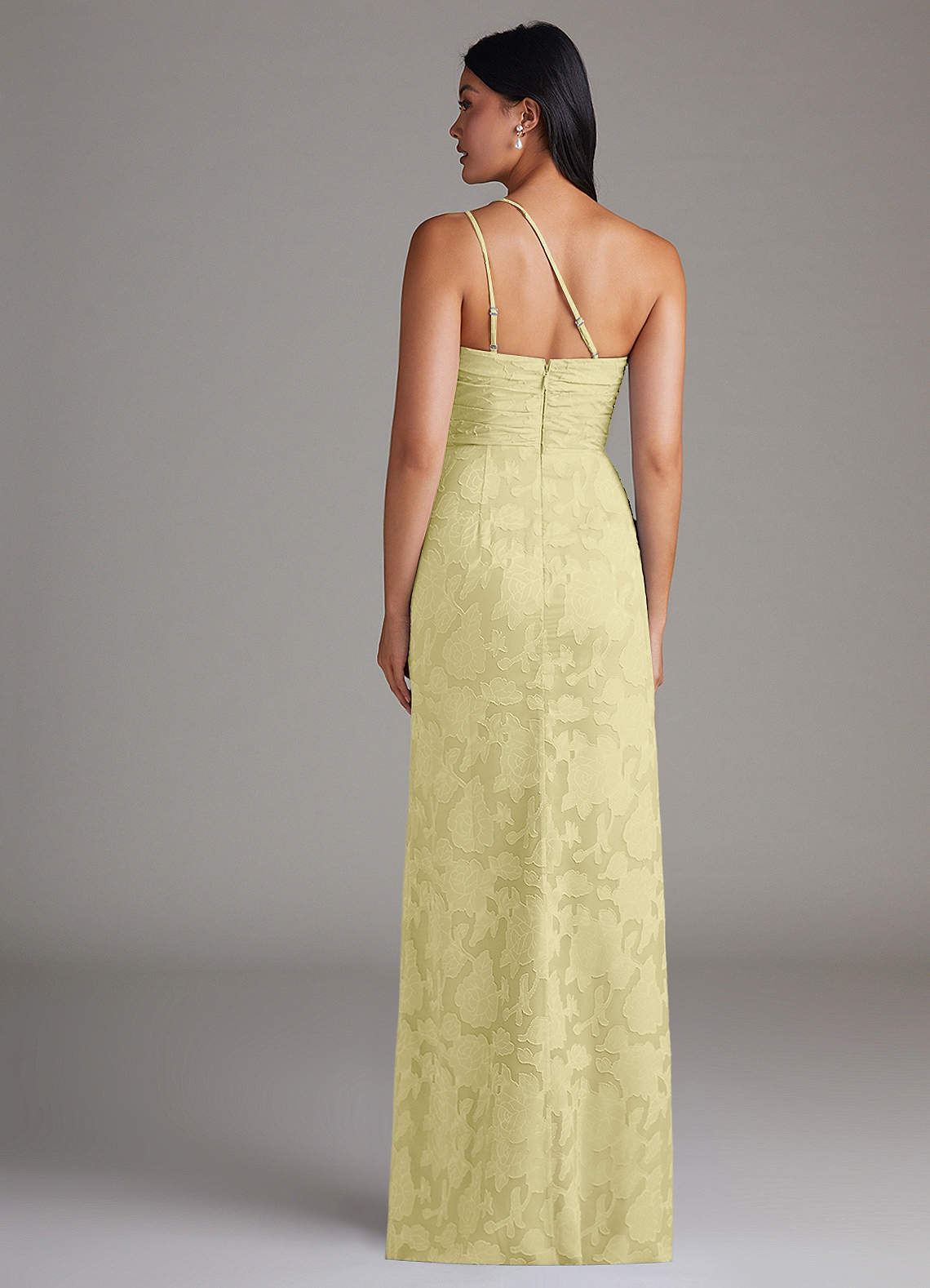 Eren Sheath One-Shoulder Floral Burnout Bridesmaid Dress in Lemon Sorbet