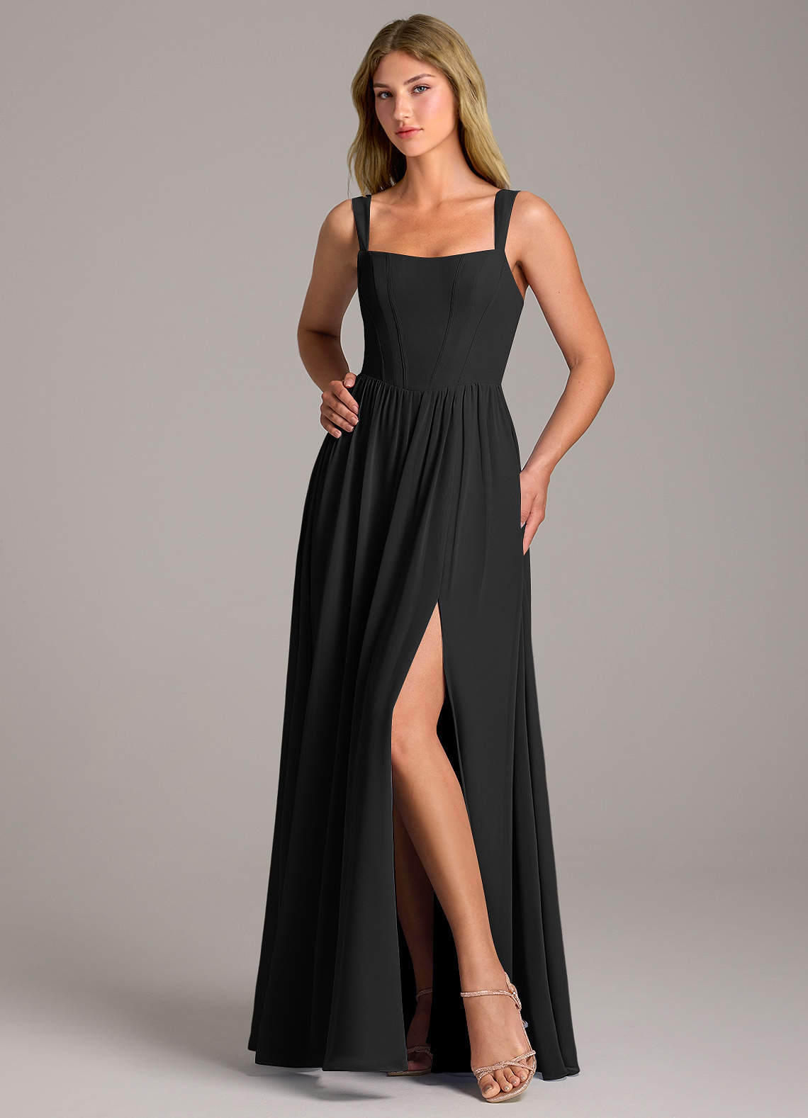 Rosaline A-Line Square-Neck Chiffon Bridesmaid Dress
