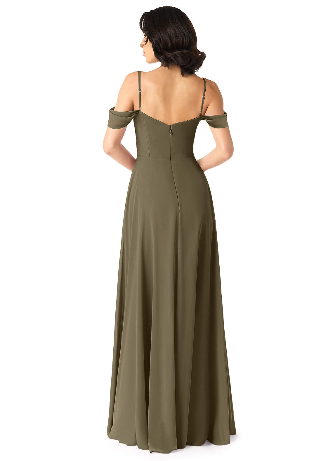 Tancie A-Line Off-the-Shoulder Chiffon Bridesmaid Dress in Willow Green
