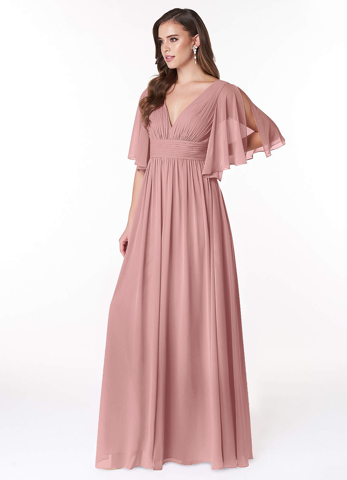 Temeka A-Line V-Neck Chiffon Bridesmaid Dress in dusty rose
