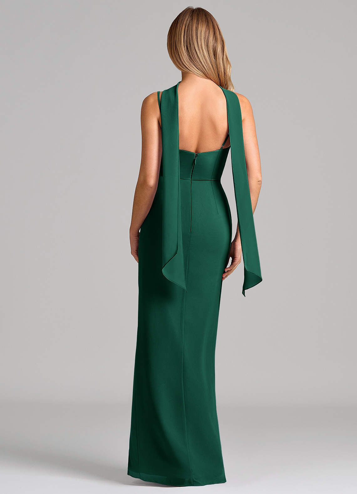 Calandra Sheath Scoop-Neck Chiffon Bridesmaid Dress in Emerald