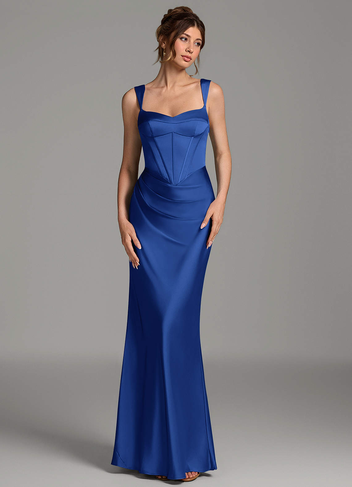 Mela Sheath Sweetheart Stretch Satin Bridesmaid Dress in Royal Blue