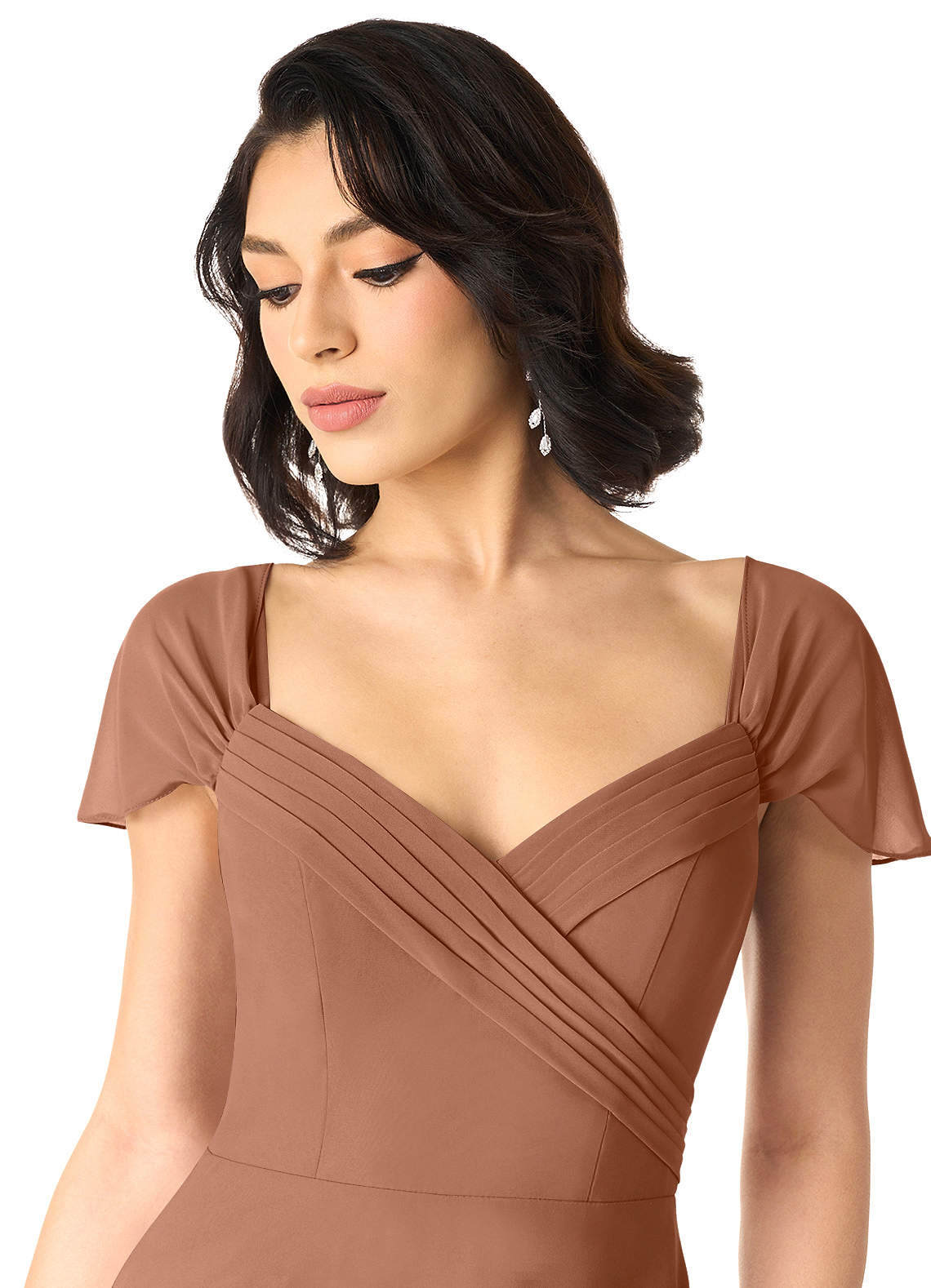 Tancie A-Line Off-the-Shoulder Chiffon Bridesmaid Dress in Bronzer