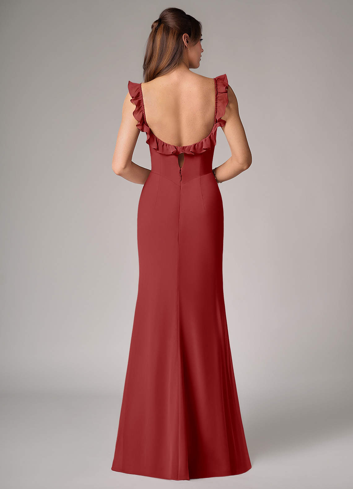 Callie Mermaid Scoop-Neck Chiffon Bridesmaid Dress in Rust