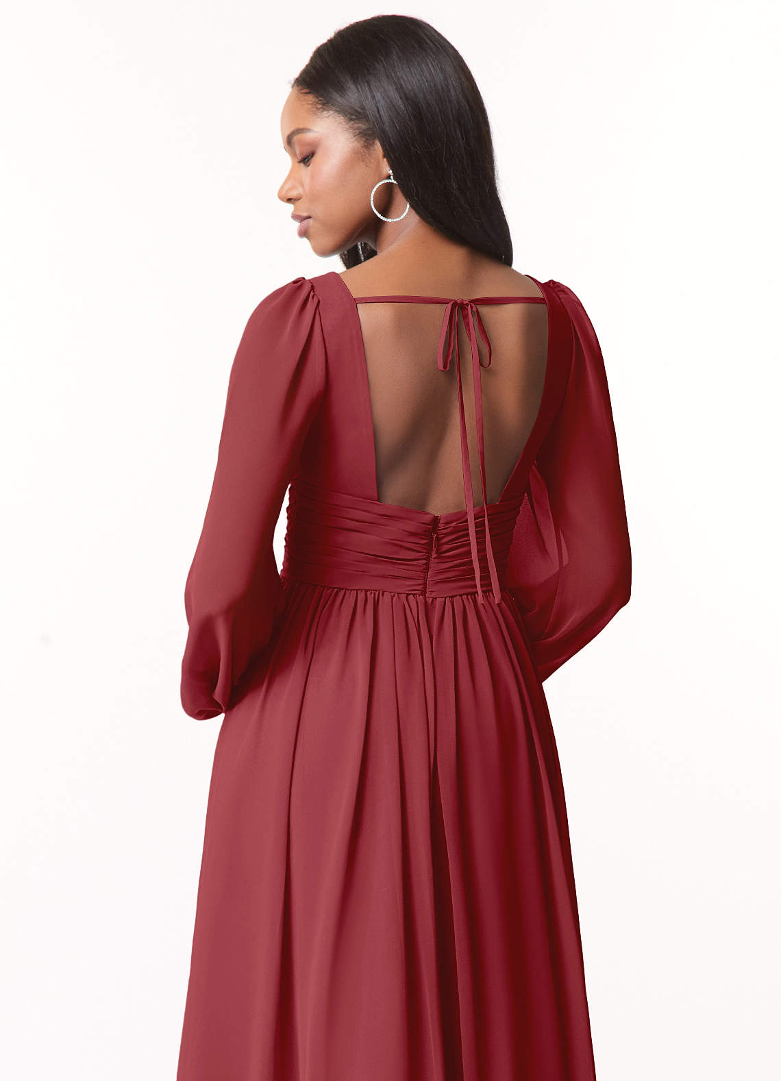 Norah A-Line V-Neck Chiffon Bridesmaid Dress in Pomegranate