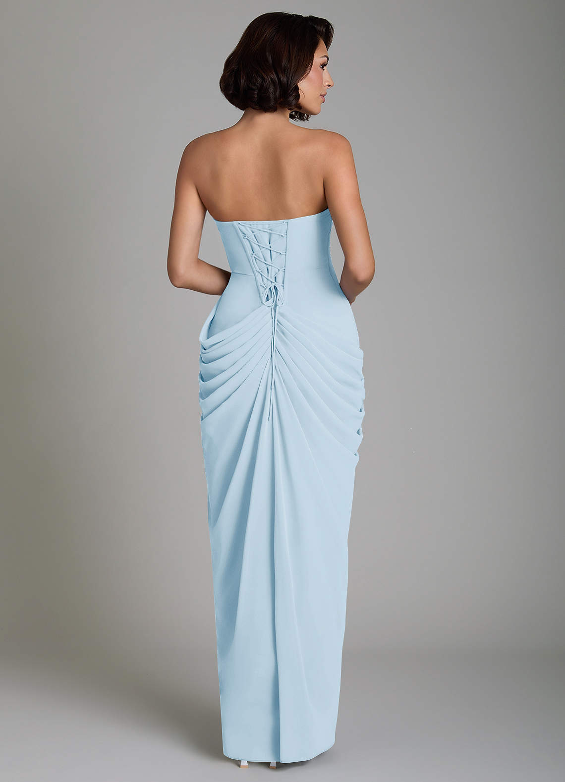 Nyra Sheath Strapless Chiffon Bridesmaid Dress in Sky Blue