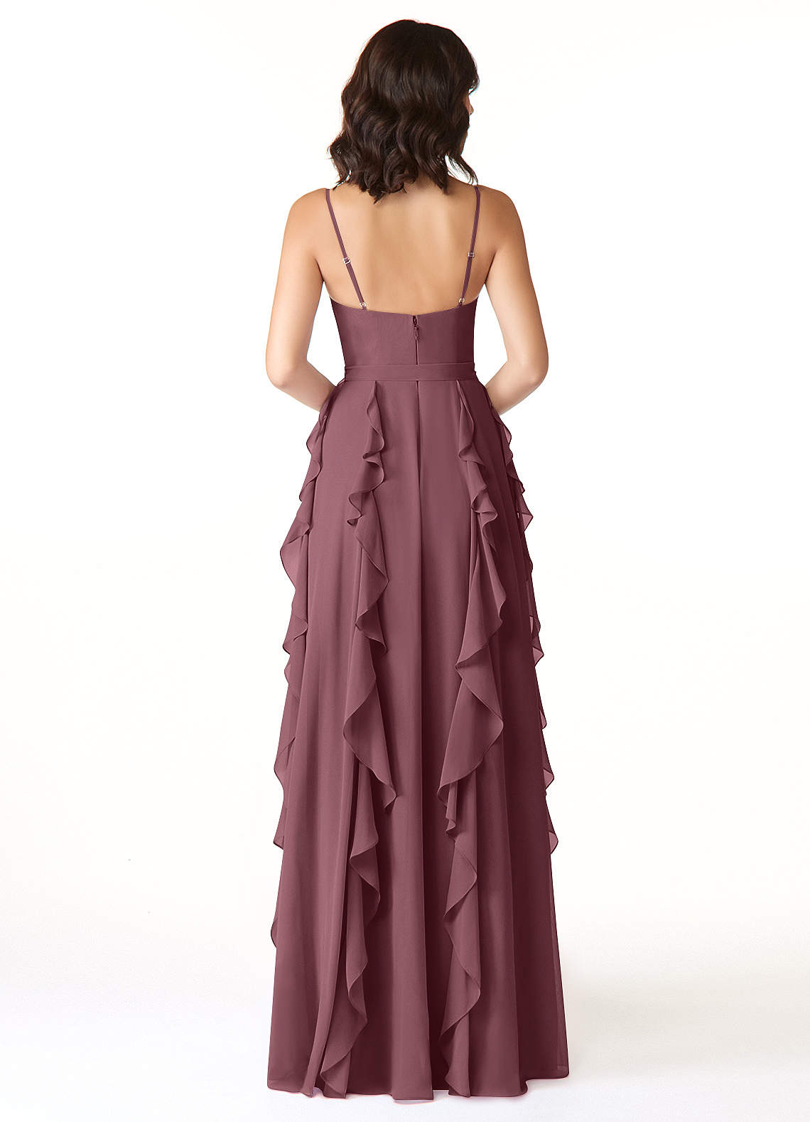 Peyton A-Line V-Neck Chiffon Bridesmaid Dress in Sangria