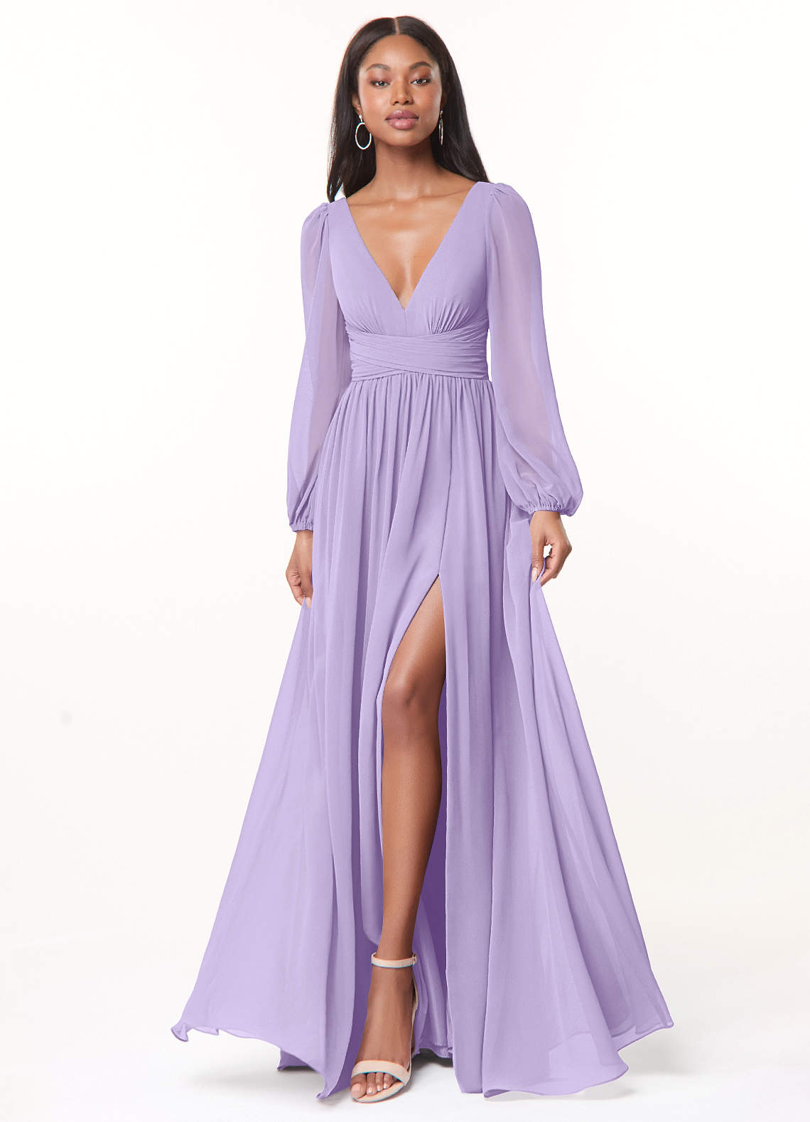 Norah A-Line V-Neck Chiffon Bridesmaid Dress in Lilac