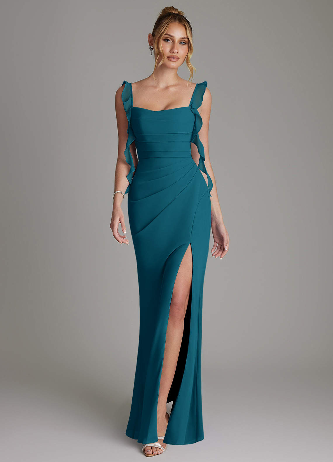 Jessamine Mermaid Sweetheart Chiffon Bridesmaid Dress in Ink Blue