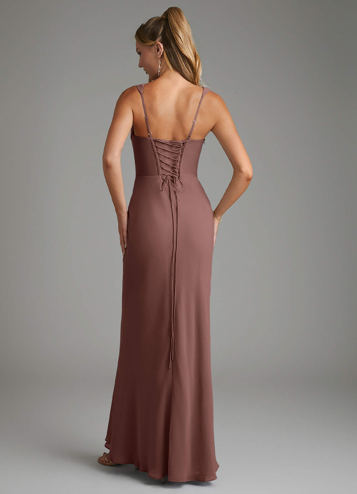 Asa Sheath Square-Neck Chiffon Bridesmaid Dress in Espresso