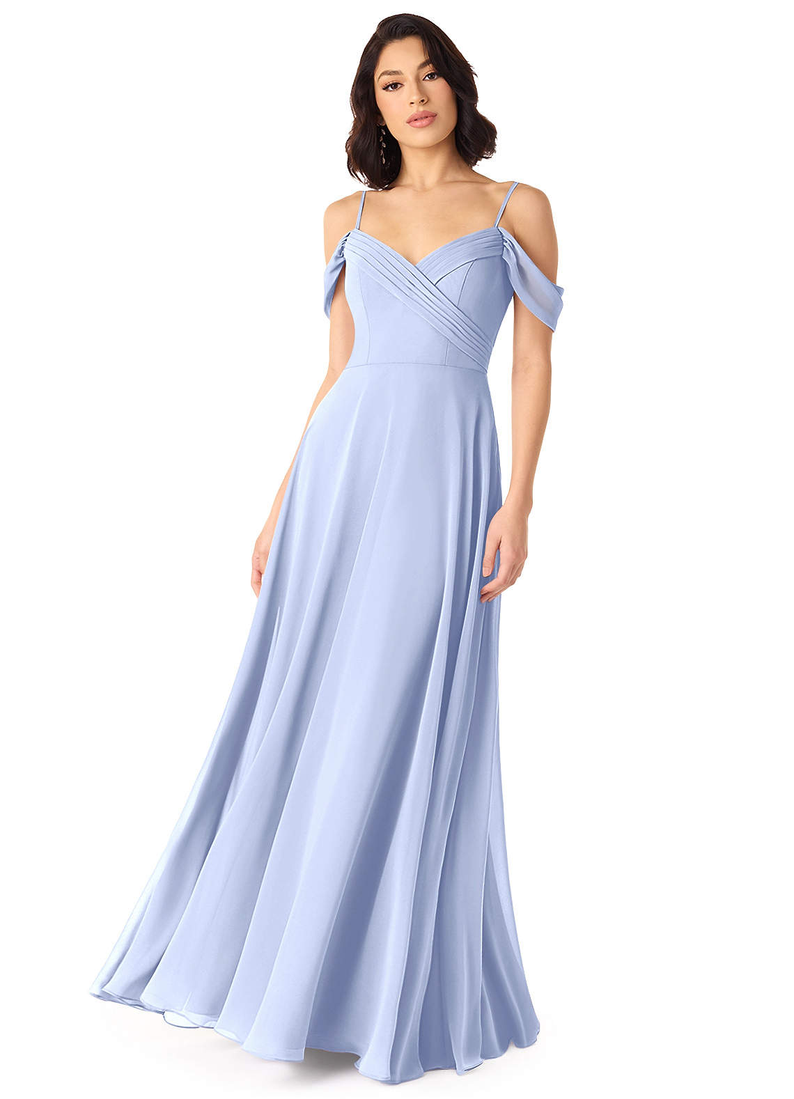 Tancie A-Line Off-the-Shoulder Chiffon Bridesmaid Dress in Ice