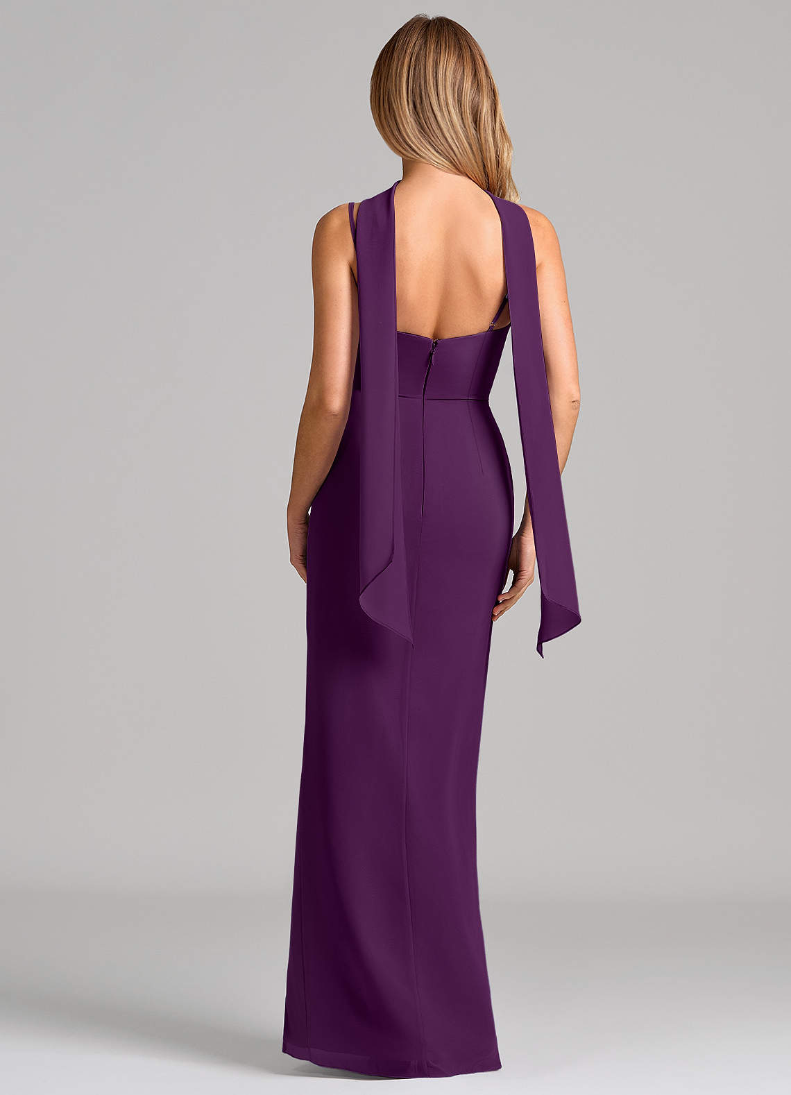 Calandra Sheath Scoop-Neck Chiffon Bridesmaid Dress in Grape