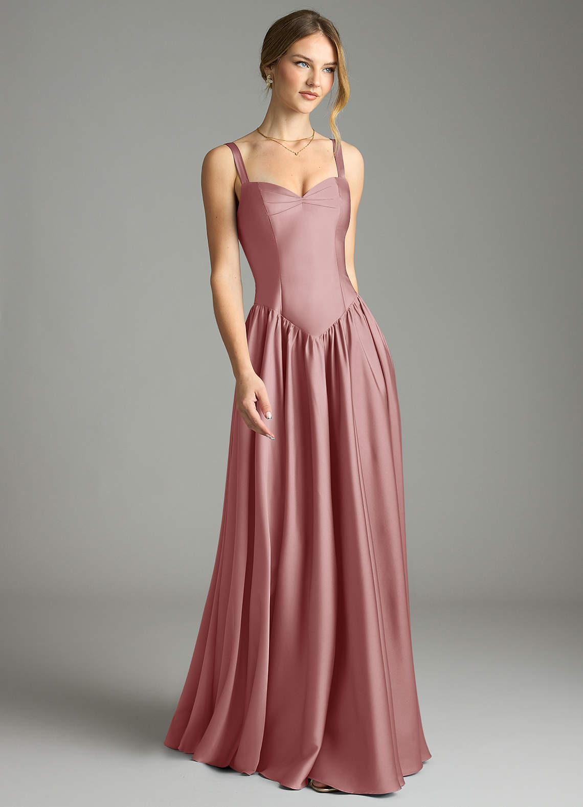 Evadina A-Line Sweetheart Stretch Satin Bridesmaid Dress in dusty rose
