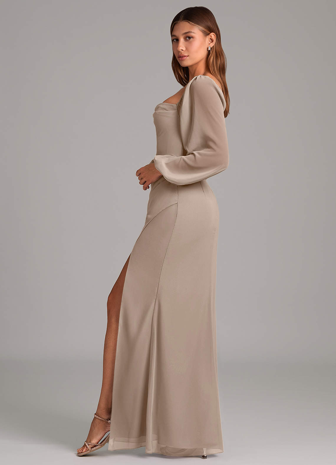 Brixley Mermaid Sweetheart Chiffon Bridesmaid Dress in Taupe