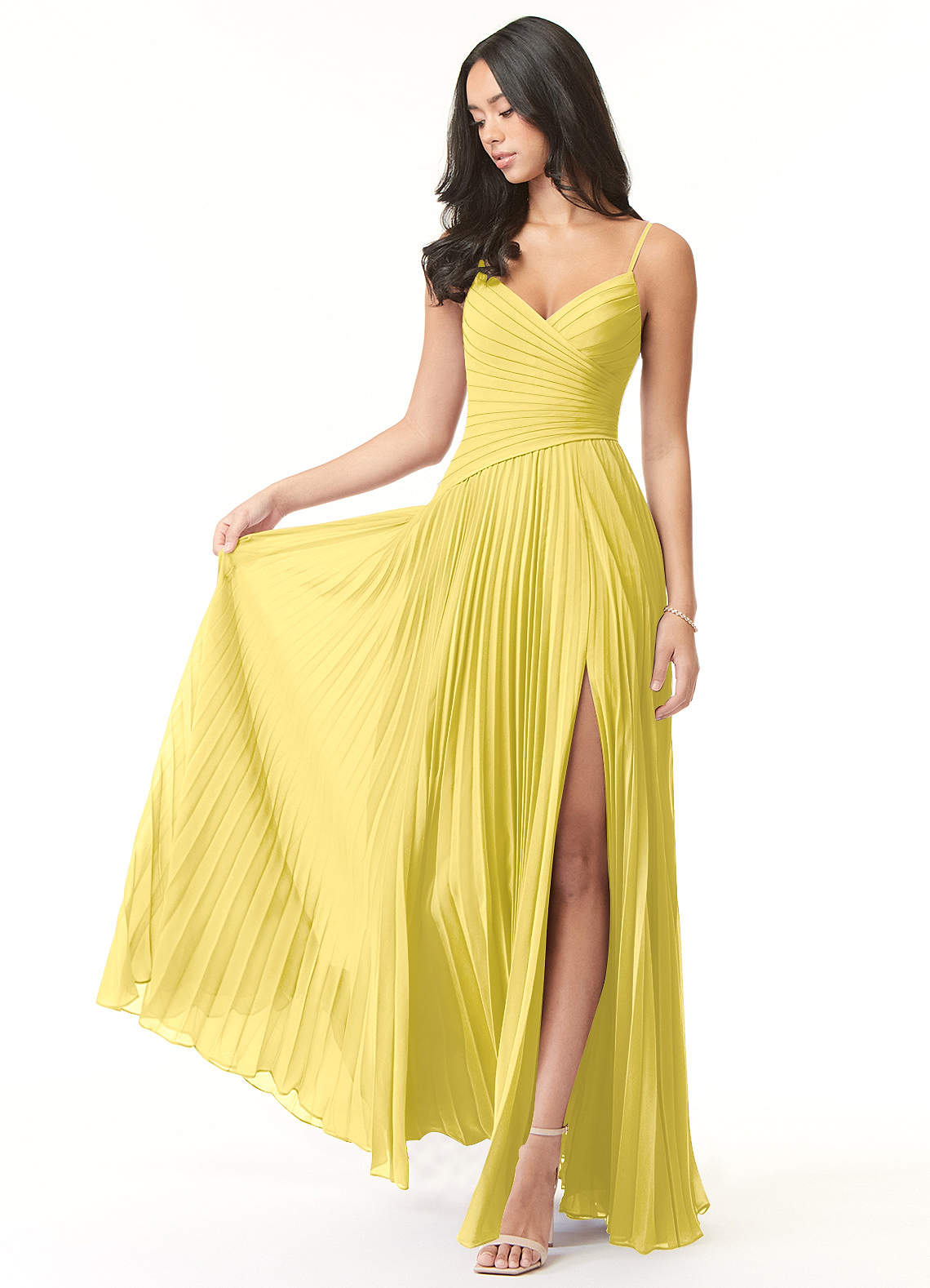 Vini A-Line V-Neck Chiffon Bridesmaid Dress in Canary
