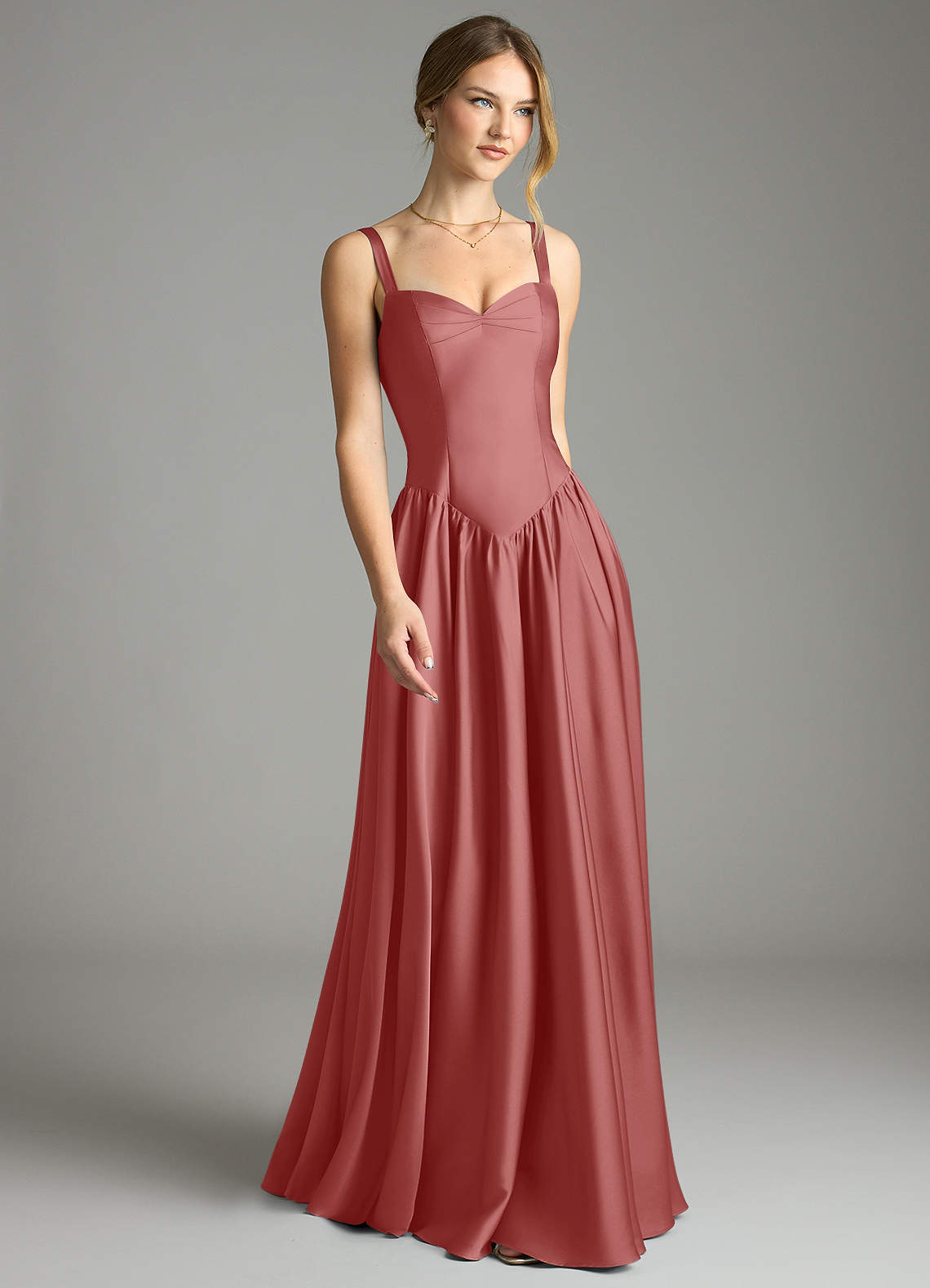 Evadina A-Line Sweetheart Stretch Satin Bridesmaid Dress in Antique Rose