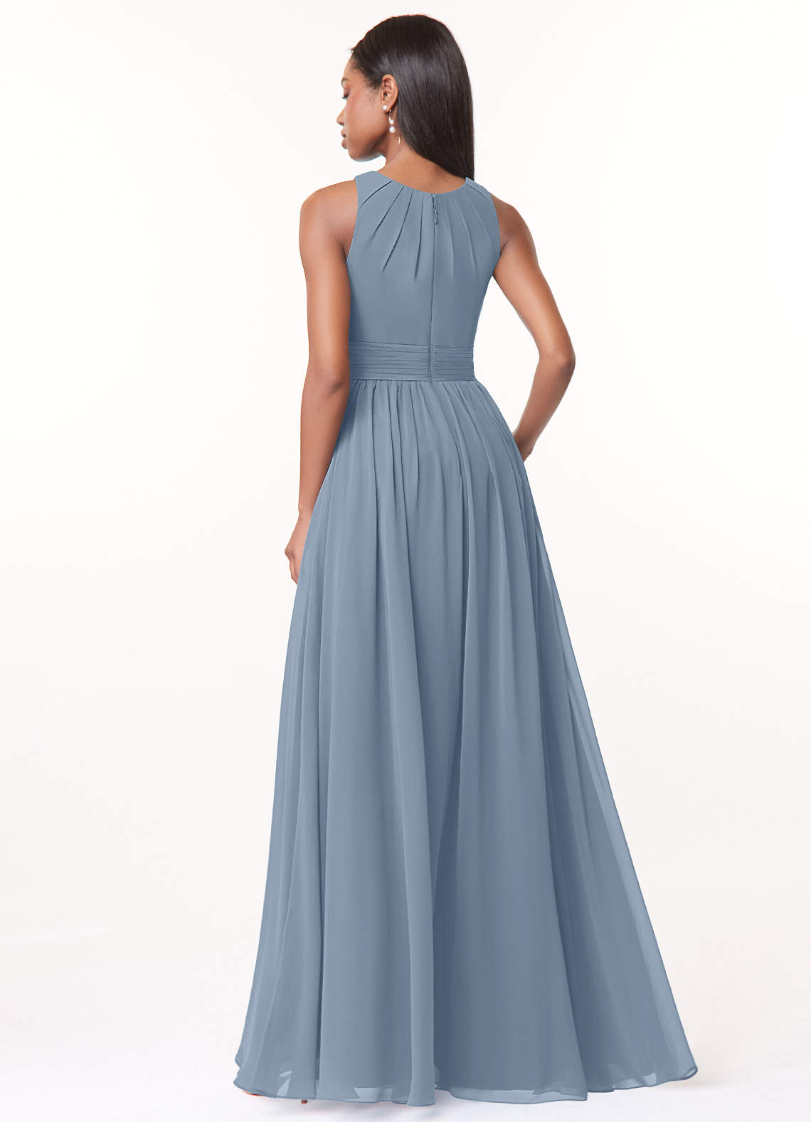 Harper A-Line Scoop-Neck Chiffon Bridesmaid Dress in dusty blue