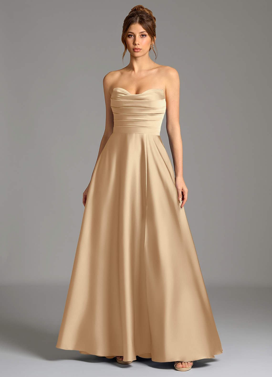 Ayla A-Line Sweetheart Stretch Satin Bridesmaid Dress in Champagne