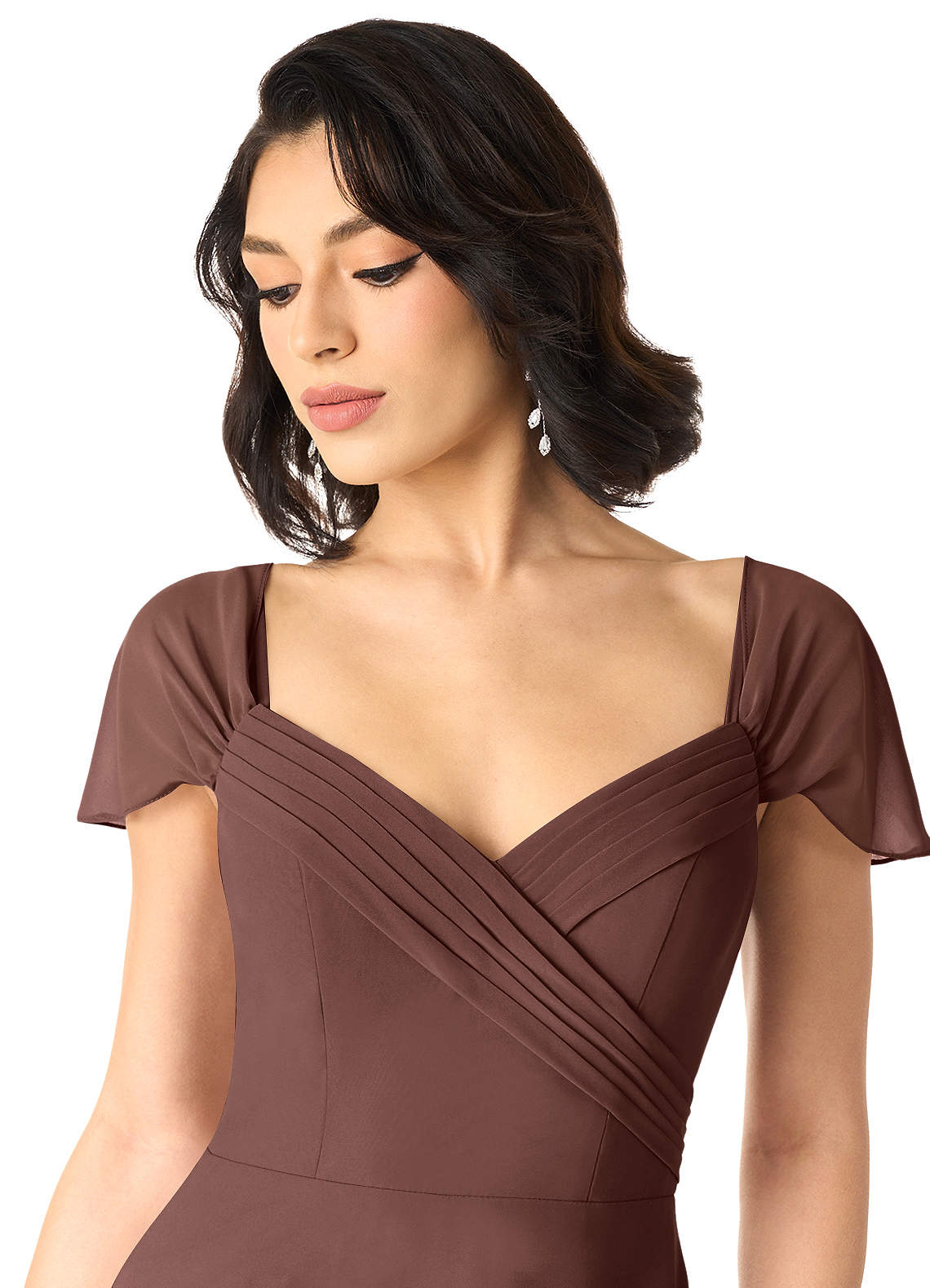 Tancie A-Line Off-the-Shoulder Chiffon Bridesmaid Dress in Espresso
