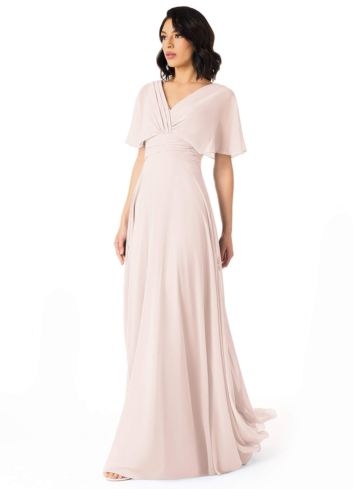 Pamela A-Line V-Neck Chiffon Bridesmaid Dress in Rose Petal
