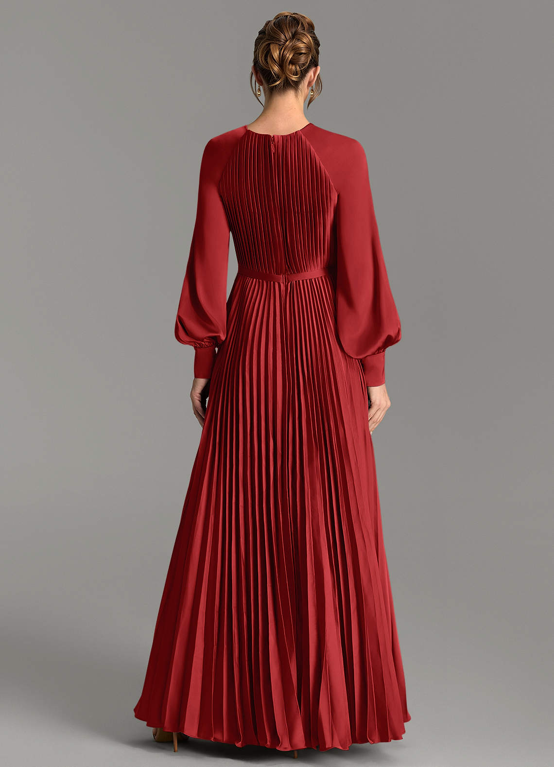 Grayson A-Line Scoop-Neck Stretch Satin Bridesmaid Dress in Pomegranate