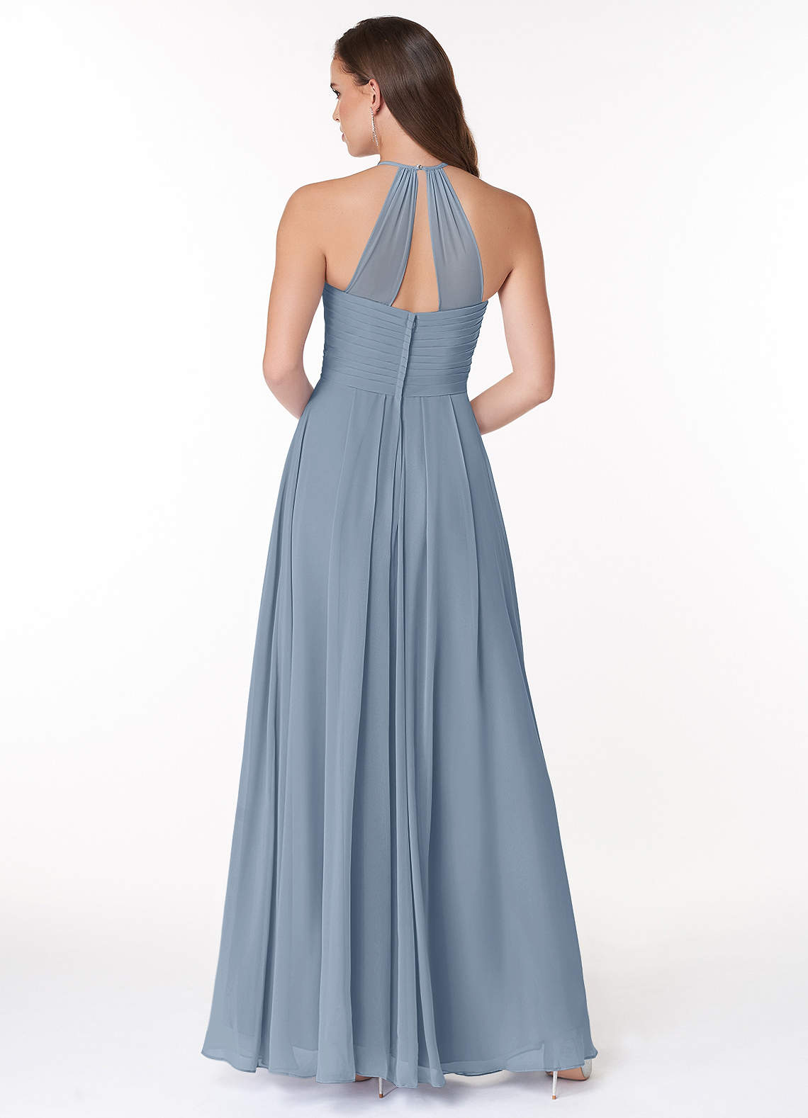 Ginger A-Line Halter Chiffon Bridesmaid Dress in dusty blue