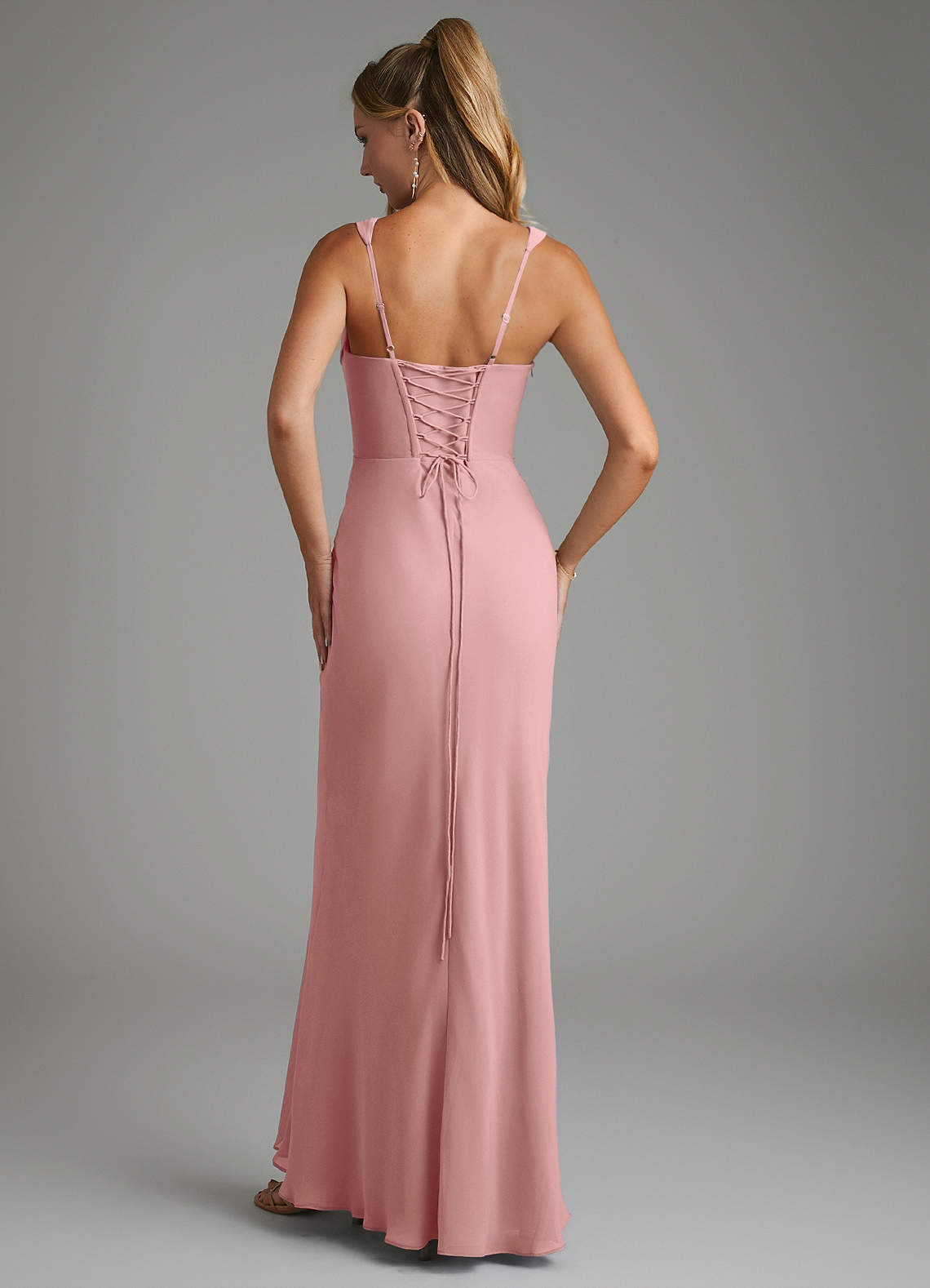 Asa Sheath Square-Neck Chiffon Bridesmaid Dress in dusty rose