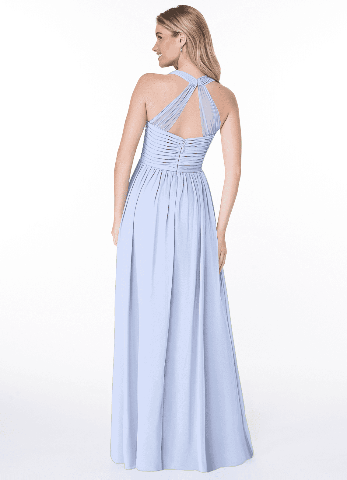 Jaclyn A-Line Halter Chiffon Bridesmaid Dress in Ice