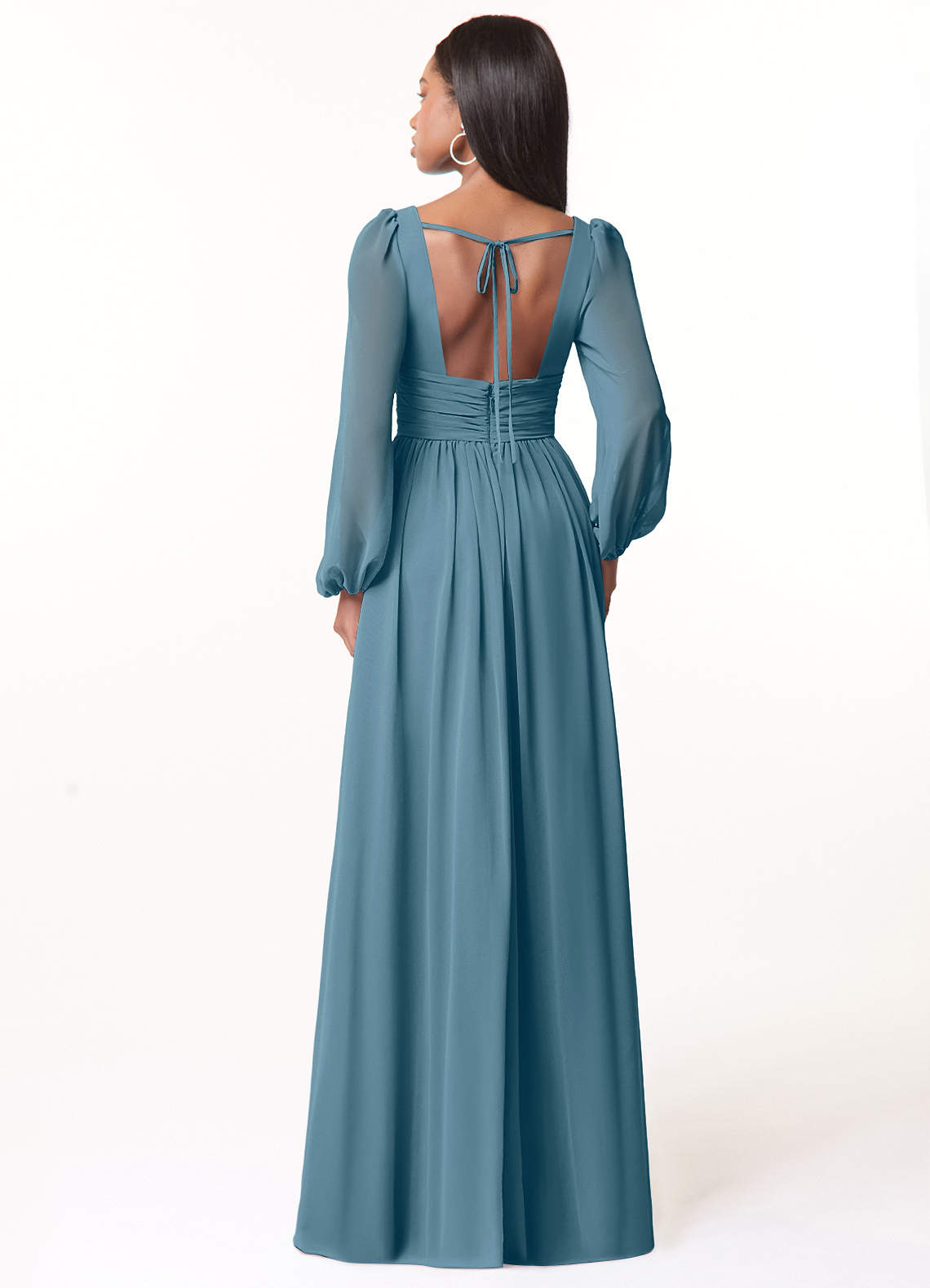 Norah A-Line V-Neck Chiffon Bridesmaid Dress in Bermuda
