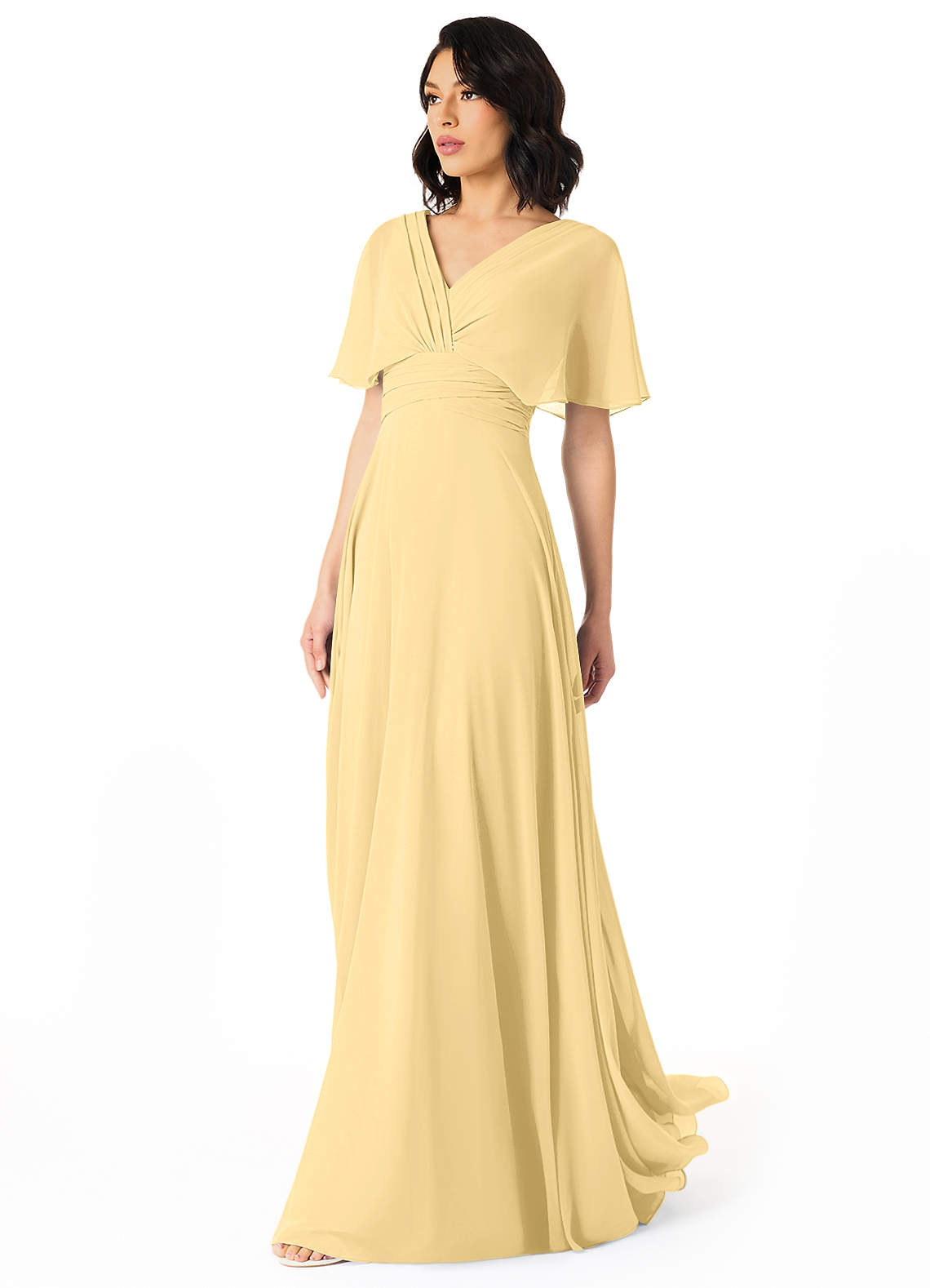 Pamela A-Line V-Neck Chiffon Bridesmaid Dress in Butter
