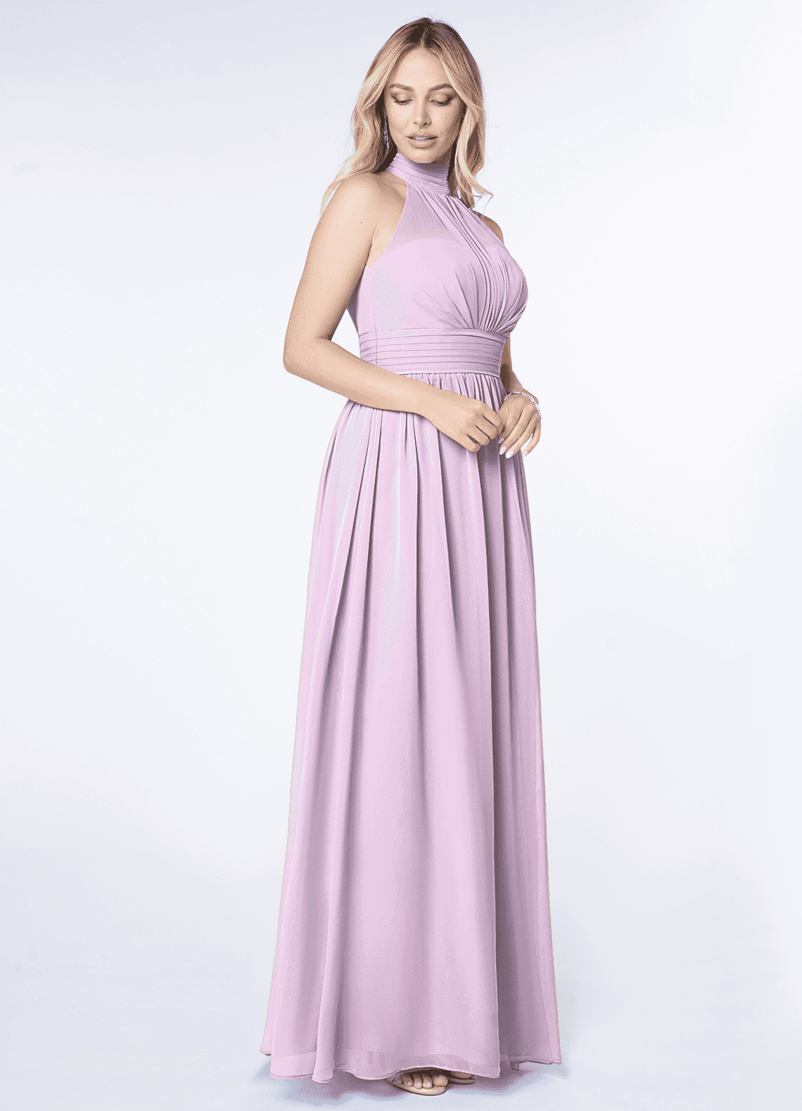 Iman A-Line Halter Chiffon Bridesmaid Dress in Frosted Lilac