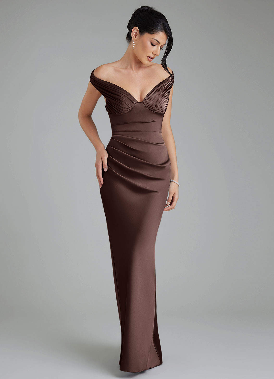 Stella Sheath V-Neck Stretch Satin Bridesmaid Dress