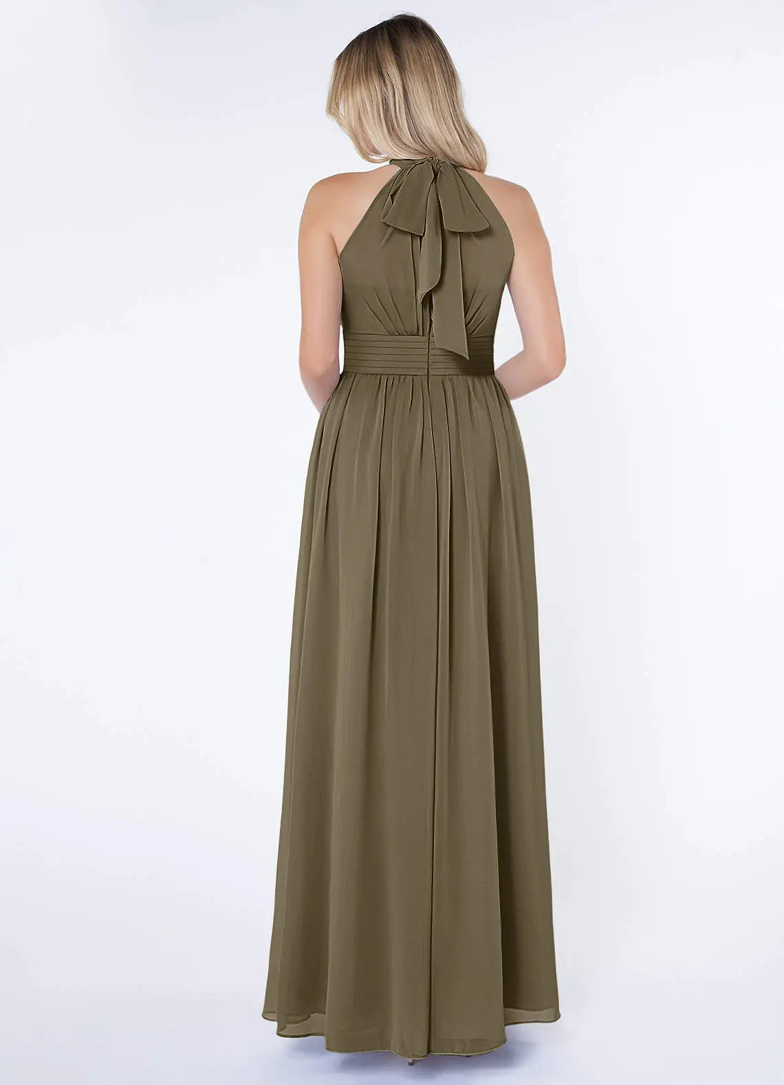 Iman A-Line Halter Chiffon Bridesmaid Dress in Willow Green
