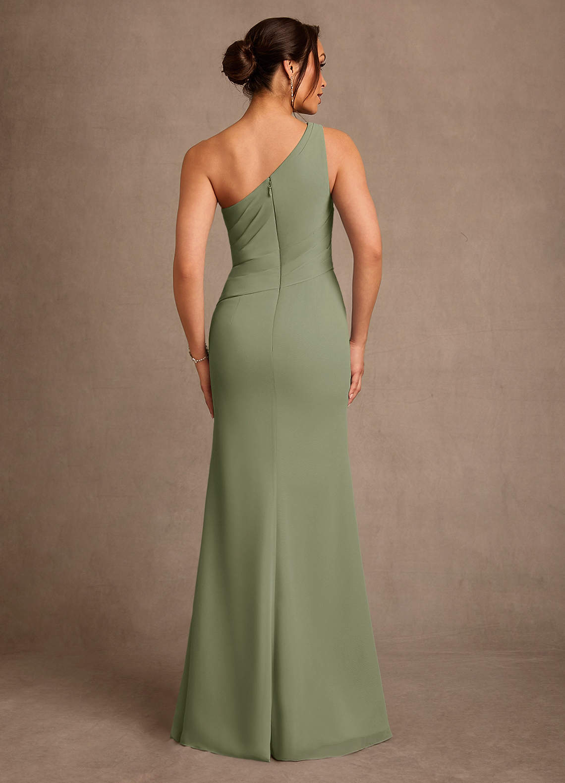 Floy Sheath One-Shoulder Chiffon Mother of the Bride Dress in Pistachio