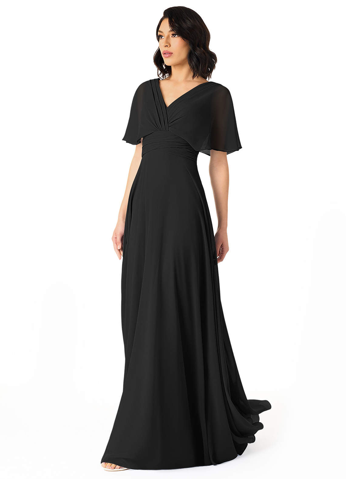 Pamela A-Line V-Neck Chiffon Bridesmaid Dress in black